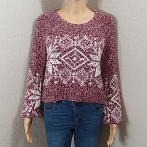Crop Balloon Sleeves Knitted Sweater Size Small